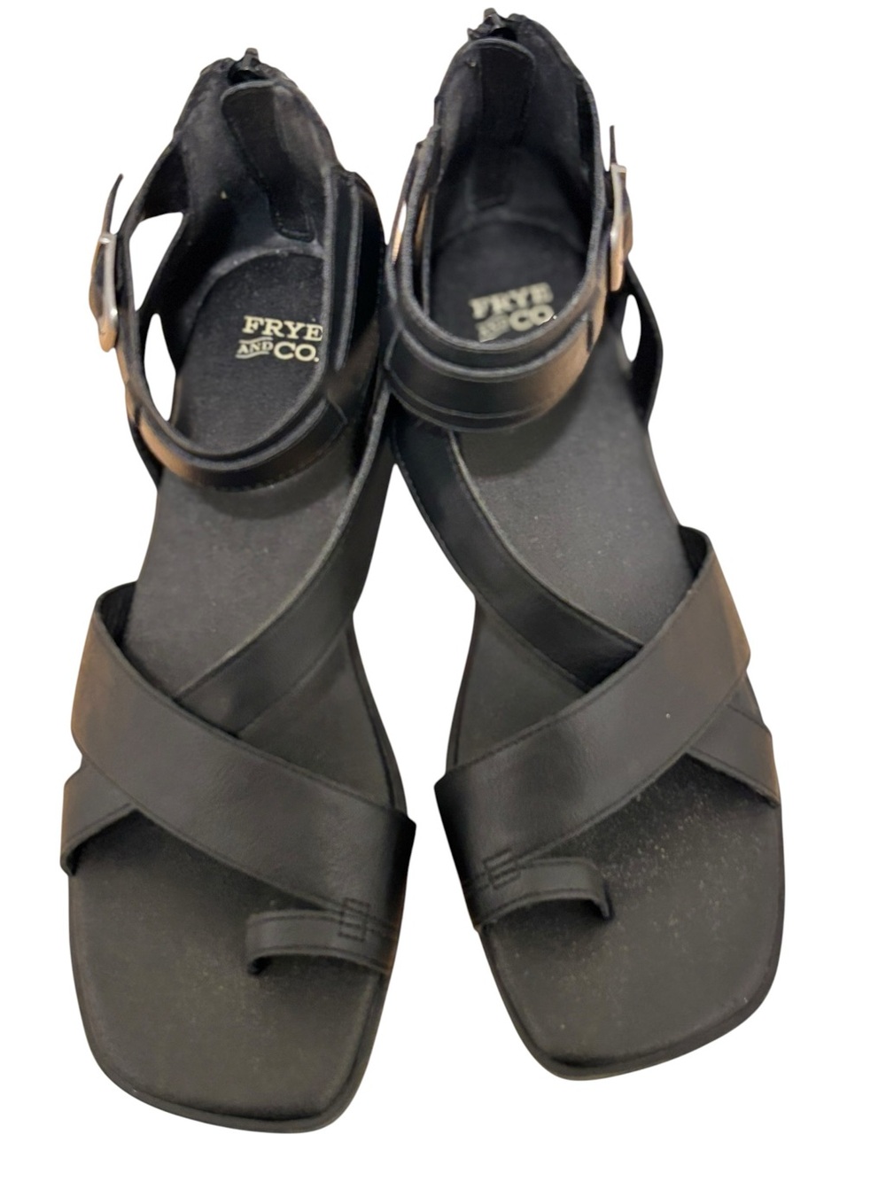 FRYE Black Leather Crisscross Ankle Strap Sandals Size 10